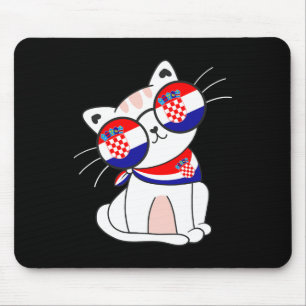 Tapis De Souris Chat croate Drapeau croate Vacances Drôle Croatie