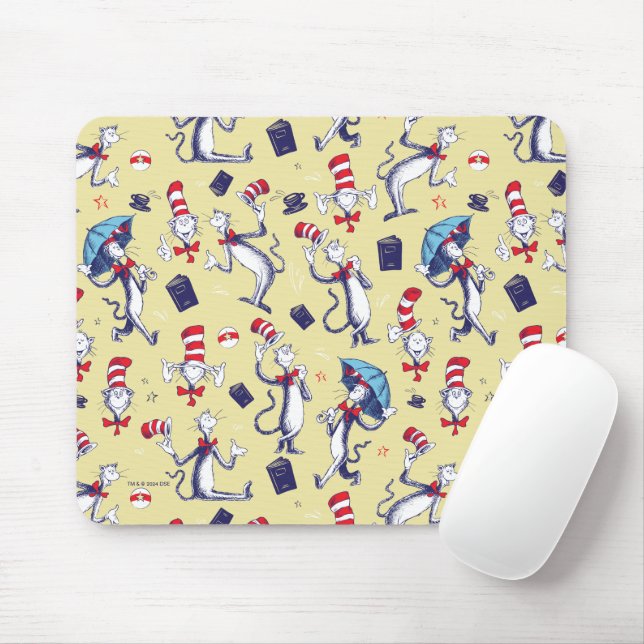 Tapis De Souris Chat Dans Le Casquette | Motif jaune (Avec souris)