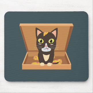 Tapis De Souris Chat dans une boîte à pizza