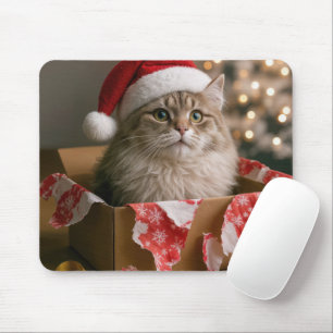 Tapis De Souris Chat dans une boîte de cadeau de Noël
