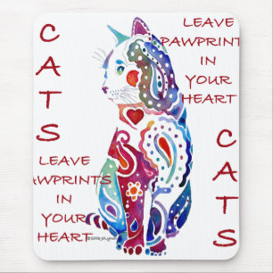 Tapis De Souris Chat de Paisley dans bleu et pourpre