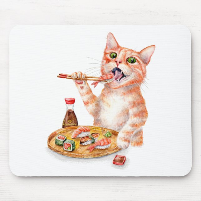 Tapis De Souris Chat de sushi (Devant)