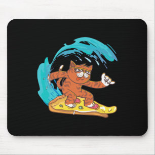 Tapis De Souris Chat Drôle Et Cool Qui Surfe Sur Une Tranche De Pi