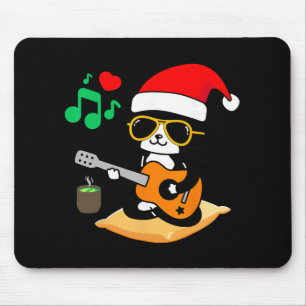 Tapis De Souris Chat drôle jouant de la guitare lunettes chapeau d