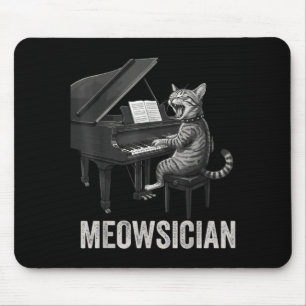 Tapis De Souris Chat drôle jouant de la musique de piano Pun Meows