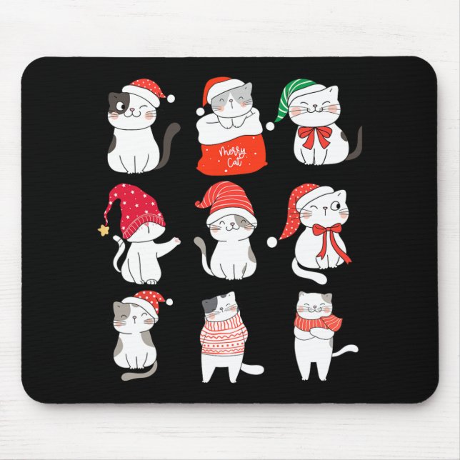 Tapis De Souris Chat Drôle Noël Cute Kitten Pour Qui Aime Les Chat (Devant)