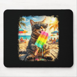Tapis De Souris Chat drôle popsicle été animal lunettes de soleil 