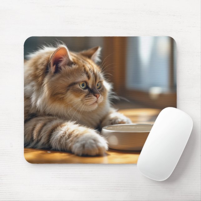 Tapis De Souris Chat en attente d'un plat vide (Avec souris)