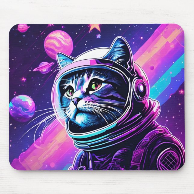 Tapis De Souris Chat espace cool - Plaque souris (Devant)