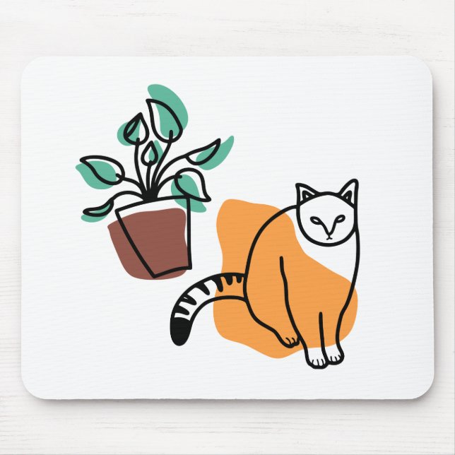 Tapis De Souris Chat et le plante (Devant)