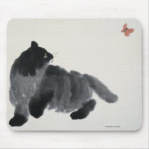 Tapis De Souris Chat et papillon