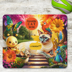 Tapis De Souris Chat et Souris Drôles Psychédéliques Colorés