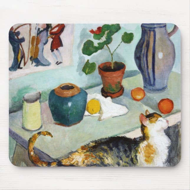 Tapis De Souris Chat et vie morte, August Macke (Devant)