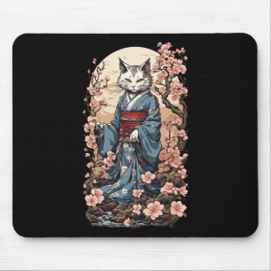 Tapis De Souris Chat Fantôme Avec Kimono Japonais Yokai Folklore D