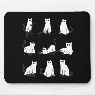 Tapis De Souris Chat fantôme mignon dessin drôle d'Halloween chat 