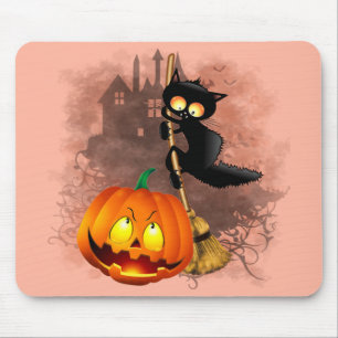 Tapis De Souris Chat Fun Halloween personnage effrayé par un Citr
