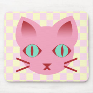 Tapis De Souris Chat Kitty Anime Kawaii Rose & Jaune Vérifications