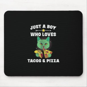 Tapis De Souris Chat Manger Pizza Et Taco Dans L'Espace Drôle Dire