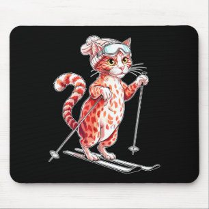 Tapis De Souris Chat mignon de ski avec lunettes hommes femmes