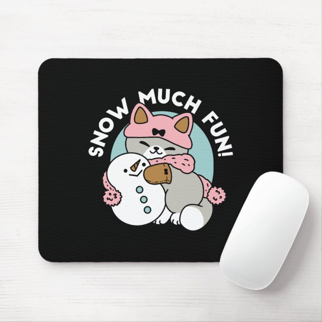 Tapis De Souris Chat mignon en Engin à neige avec Art Snowman (Avec souris)