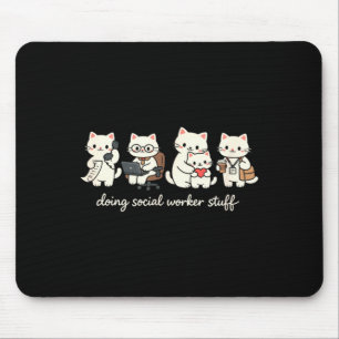 Tapis De Souris Chat Mignon Faisant du Travail Social Santé Mental