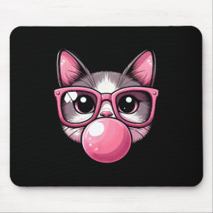 Tapis De Souris Chat Mignonne Et Drôle Sungles Roses Et Bulle