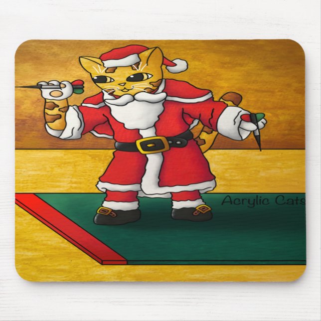 Tapis De Souris Chat Noël Père Noël Darts (Devant)