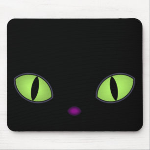 Tapis De Souris Chat Noir Avec Gros Oeil Vert