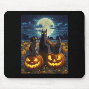 Tapis De Souris Chat noir Chien Poulet Halloween Citrouille Épouva