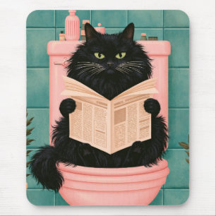 Tapis De Souris Chat noir de salle de bain drôle 