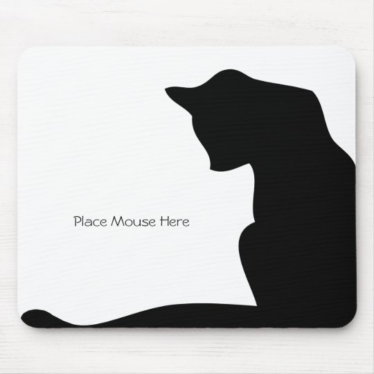 Tapis De Souris Chat Noir De Silhouette Placez La Souris Ici Zazzle Ca