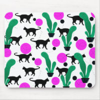 Chat noir et Motif de cactus tendance