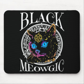 Tapis De Souris Chat Noir Meowgic Halloween Sorcière Sorcellerie