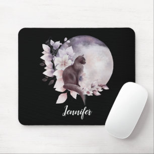 Tapis De Souris Chat noir par une Pleine lune magique