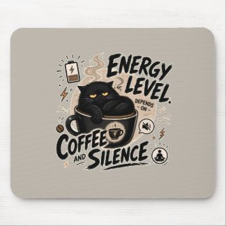 Tapis de souris Chat Noir propulsé par le Café