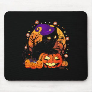 Tapis De Souris Chat Noir Rétro Halloween Costume Citrouille Pour
