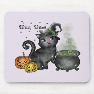 Tapis De Souris Chat noir sorcière   Vibes sorcières