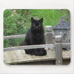 Tapis De Souris Chat noir sur le pont Mousepad