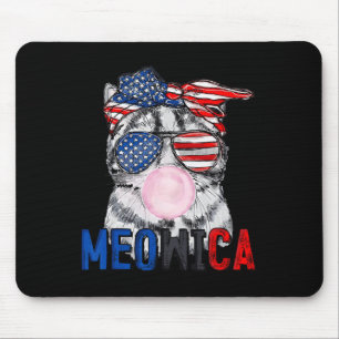 Tapis De Souris Chat Patriotique Meowica Bubble Gum 4 Juillet Drôl
