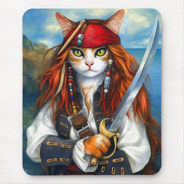 Tapis De Souris Chat pirate de Swashbuckler | Imaginaire Caractère (Devant)