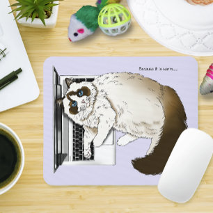 Tapis De Souris Chat Ragdoll Fluffy Ordinateur Portable Lavande Dr