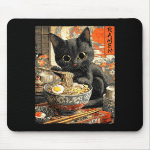 Tapis De Souris Chat Ramen Drôle Amoureux de Nouilles Anime Otaku