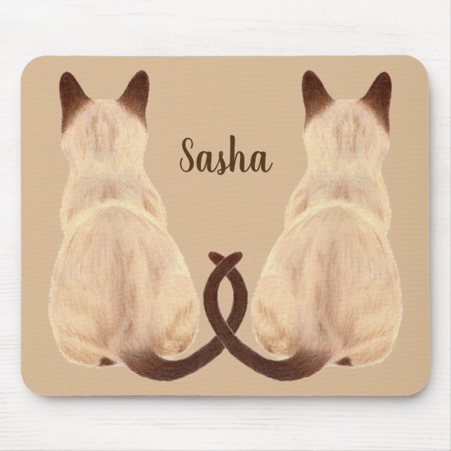 Tapis De Souris Chat siamois de Sasha reposant la coutume arrière (Devant)