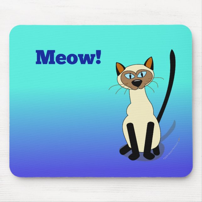 Tapis De Souris Chat siamois Mousepad (bleu) (Devant)
