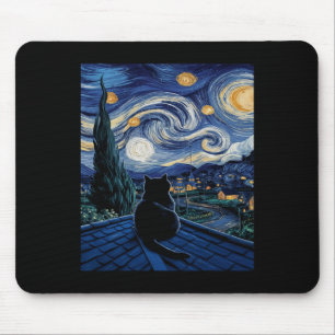 Tapis De Souris Chat Starry Nuit Van Gogh Chat Art Lover Drôle Cha