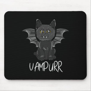 Tapis De Souris Chat T noir Halloween Vampire Vampurr Costume