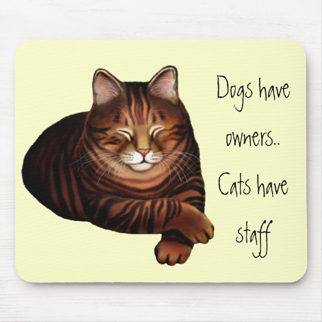 Tapis De Souris Chat tigré Brown Mousepad de sommeil (Devant)