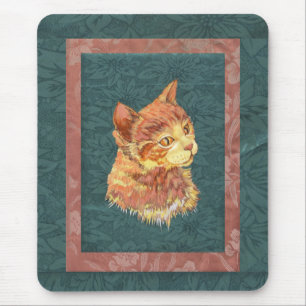 Tapis De Souris Chat tigré orange d'art de bruit sur la copie en