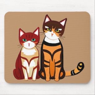 Tapis De Souris Chat tigre rayé et chaton gingembre