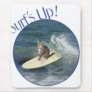 Tapis De Souris Chat Tigre Surfeur !